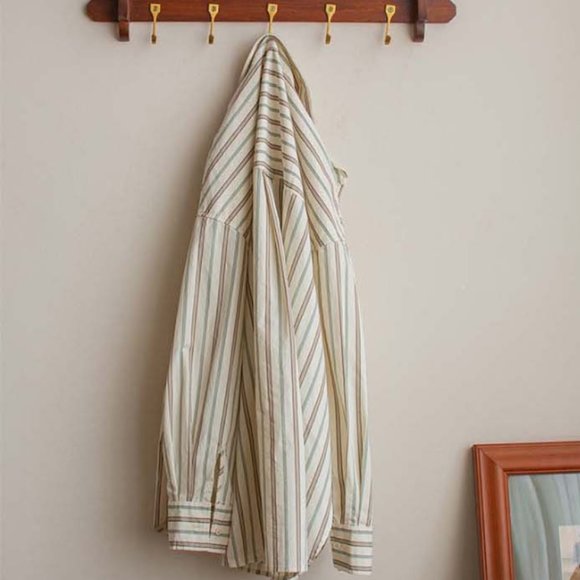 LENINA Kara Loose Pin Stripe Shirt_Beige - Picture 7 of 7